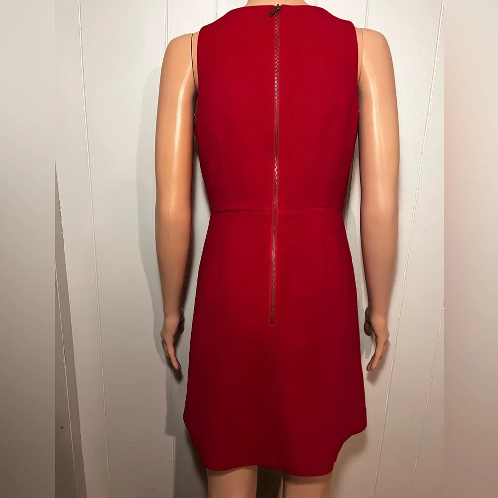 LOFT- Red Sleeveless Dress- Pleated Front - Size:4P - Picture 3 of 4
